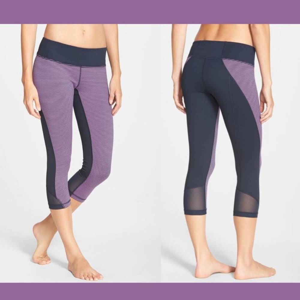USED Zella Live‎ In Point Break Slim Fit Capri Leggings Navy/Eclipse [ XL ]#1629